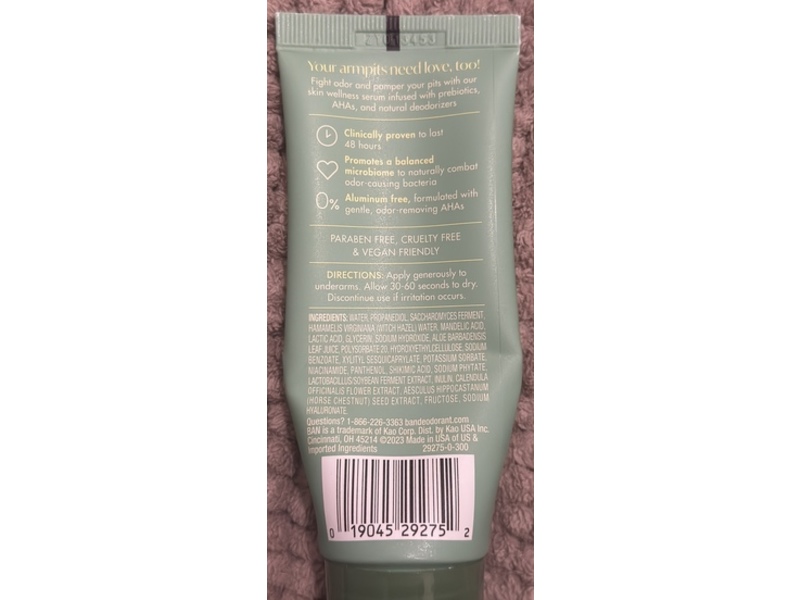 Ban Pits AHA Deodorant Roll-On, Unscented, 2.3 fl oz/68 mL