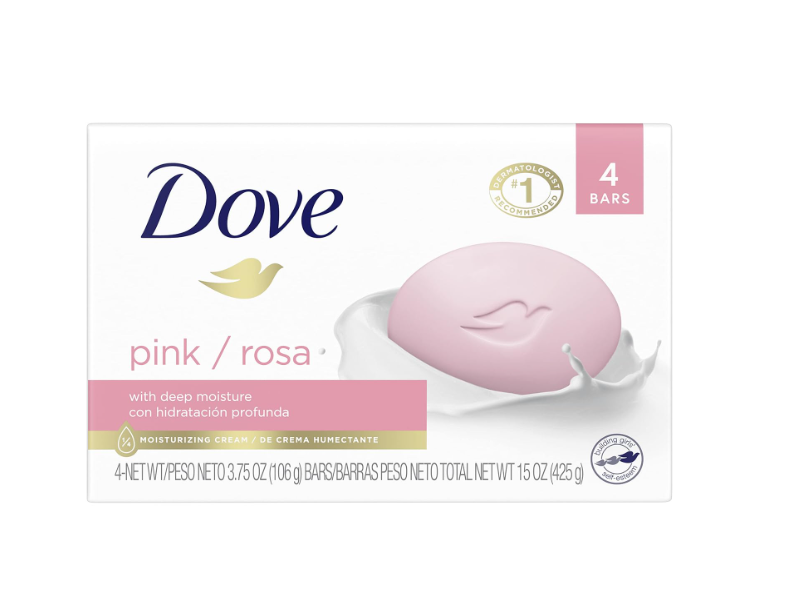 Dove Deep Moisture Soap Bar, Pink/Rosa, 3.75 oz/106 g, Pack Of 4