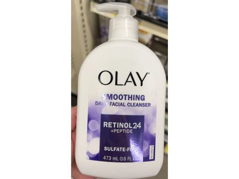 Olay Smoothing Daily Facial Cleanser, Retinol 24+ Peptide, 16 fl oz/473 mL