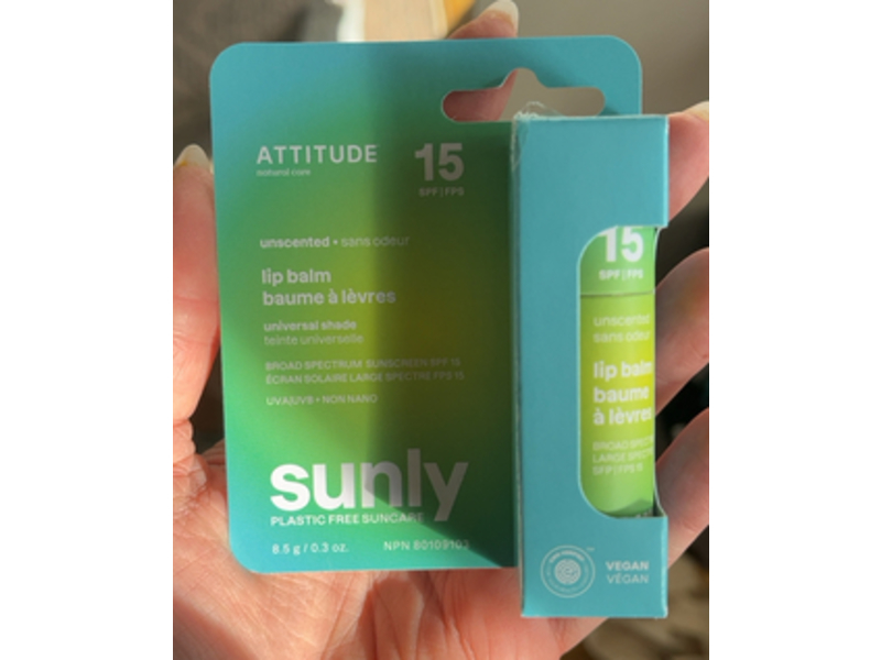 Attitude Sunly Lip Balm, SPF 15, 0.3 oz/8.5 g