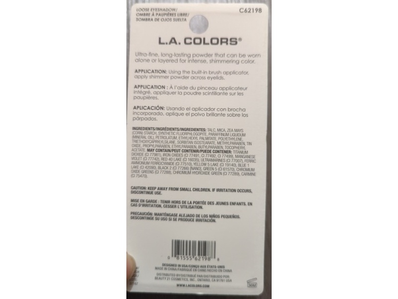 L.A. Colors Shimmer Loose Eyeshadow + Blush, C621978, 0.10 fl oz/2.8 g