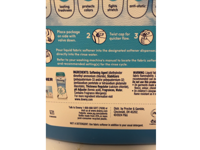 Downy Soft 2 In 1 Fabric Softener, Cool Cotton, 257 Loads, 150 fl oz/4.45 L