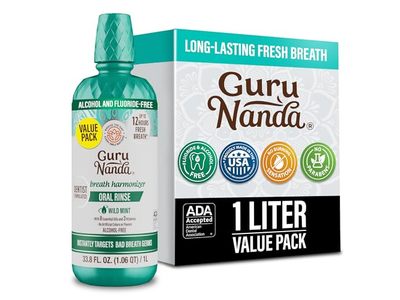 GuruNanda Breath Harmonizer Oral Rinse, Wild Mint, 33.8 fl oz/1 L