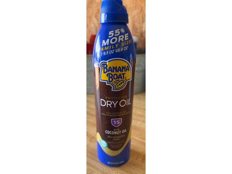 Banana Boat Protective Dry Oil Sunscreen Spray, SPF 15 Coconut Oil, 9.5 oz/200 g