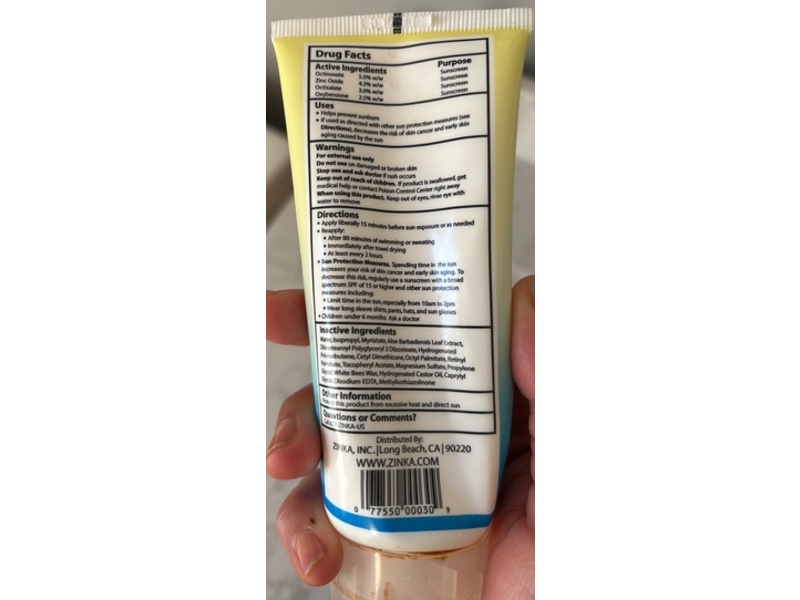 Zinka Clear Sunscreen Lotion, SPF 30, 3 oz/84 g