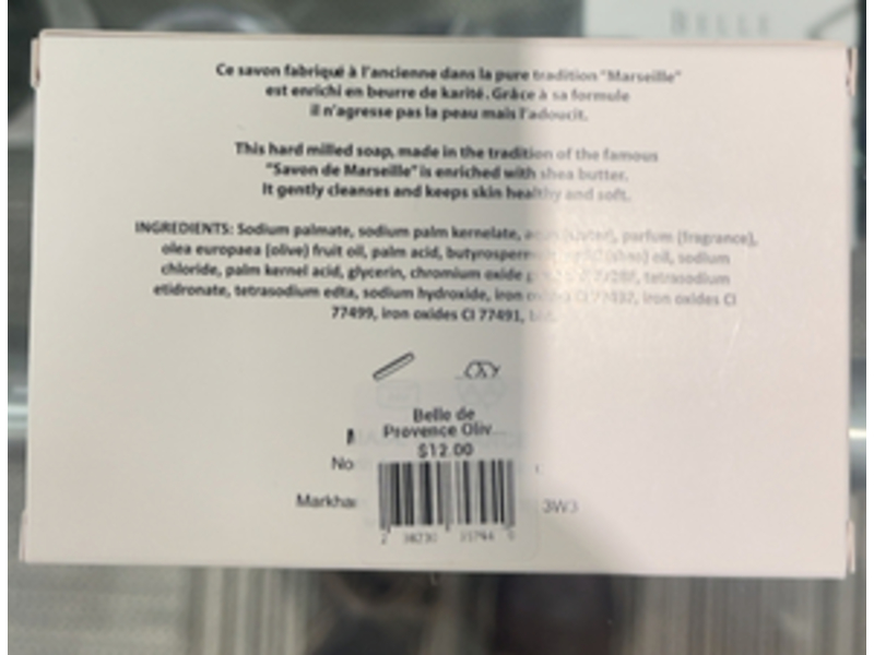 Belle De Provence Savon Soap, Olive & Mint, 6.34 oz/200 g