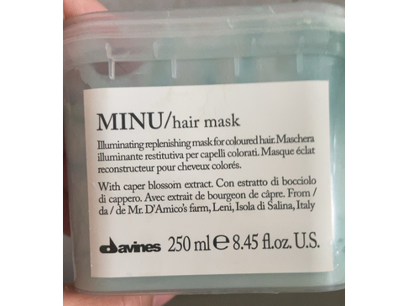 Davines Minu Hair Mask, Caper Blossom Extract, 8.45 fl oz/250 mL