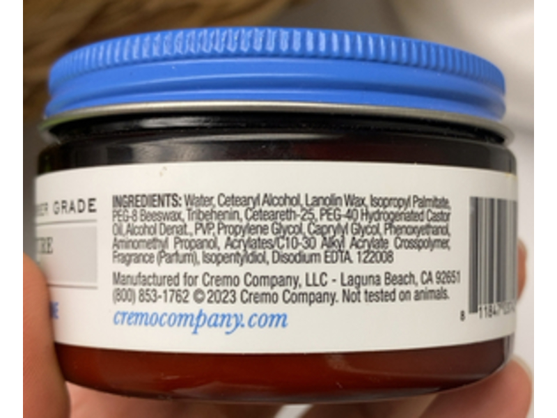 Cremo High Hold & Low Shine Texture Paste, 3.4 oz/96 g