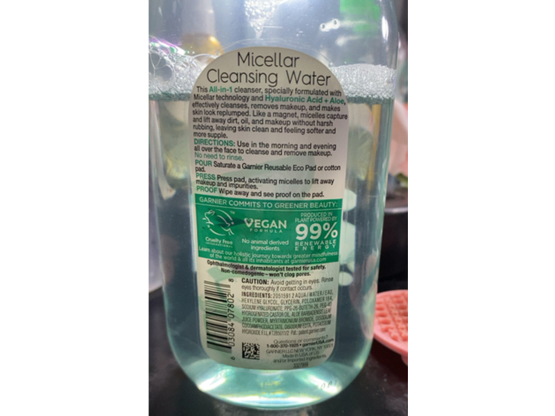 Garnier Skin Active Micellar Cleansing Water, Hyaluronic Acid + Aloe, 23.7 fl oz/700 mL