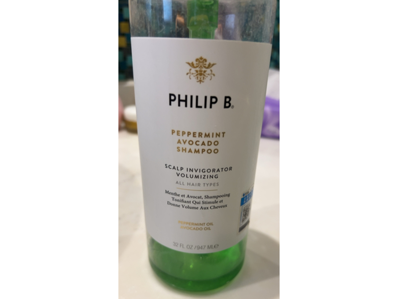 Philip B Scalp Invigorator Volumizing Shampoo, Peppermint & Avocado, 32 fl oz/947 mL