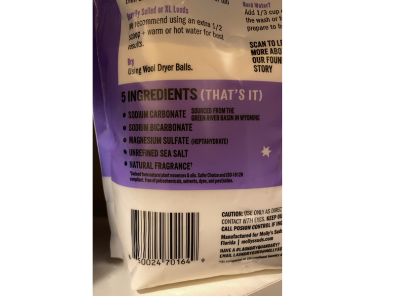 Molly's Suds Original Laundry Powder, Lavender, 120 Loads, 79 oz/2.29 kg