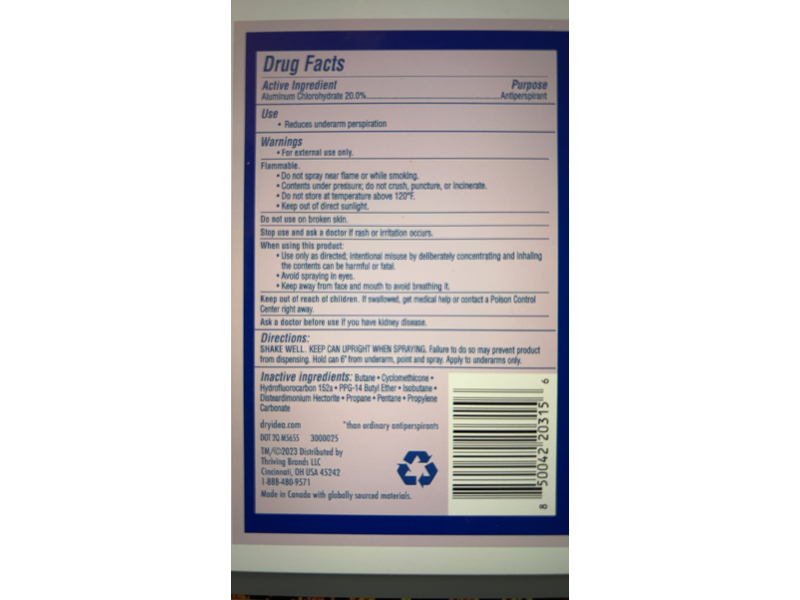 Dry Idea Antiperspirant & Deodorant Dry Spray, 3.8 oz/107 g, Pack Of 3