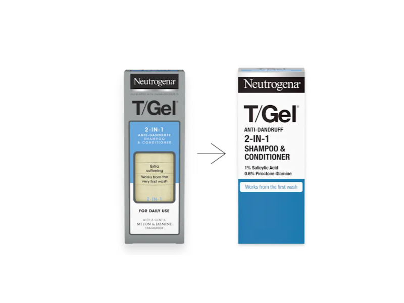 Neutrogena T/Gel 2 In 1 Anti Dandruff Shampoo + Conditioner, 250 mL