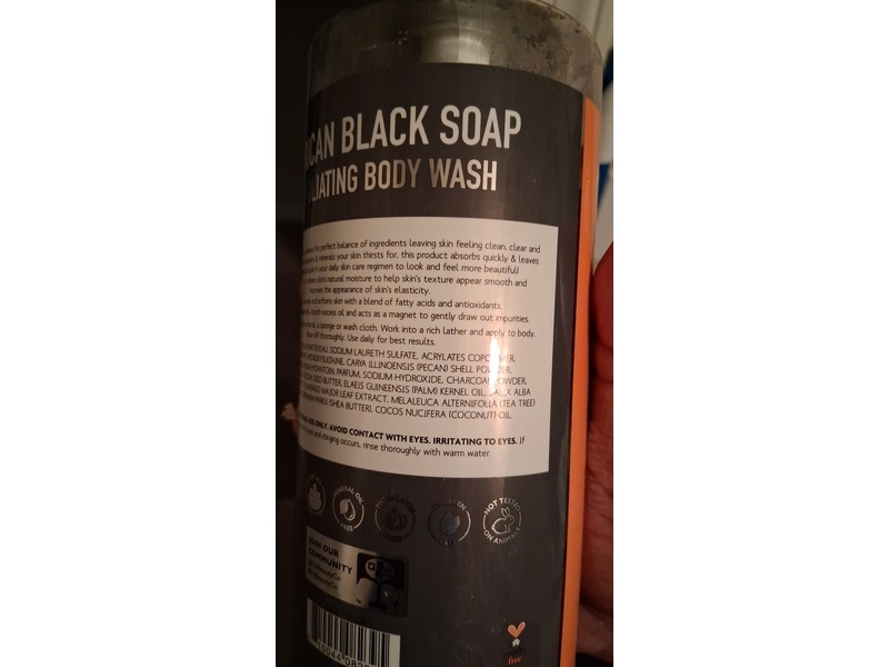 The Spathecary African Black Soap Exfoliating Body Wash, Coconut & Charcoal, 32 fl oz/950 mL