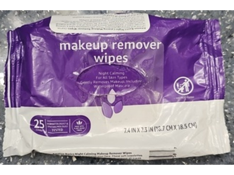 Amazon Basics Makeup Remover Wipes, Night Calming, 25 Count