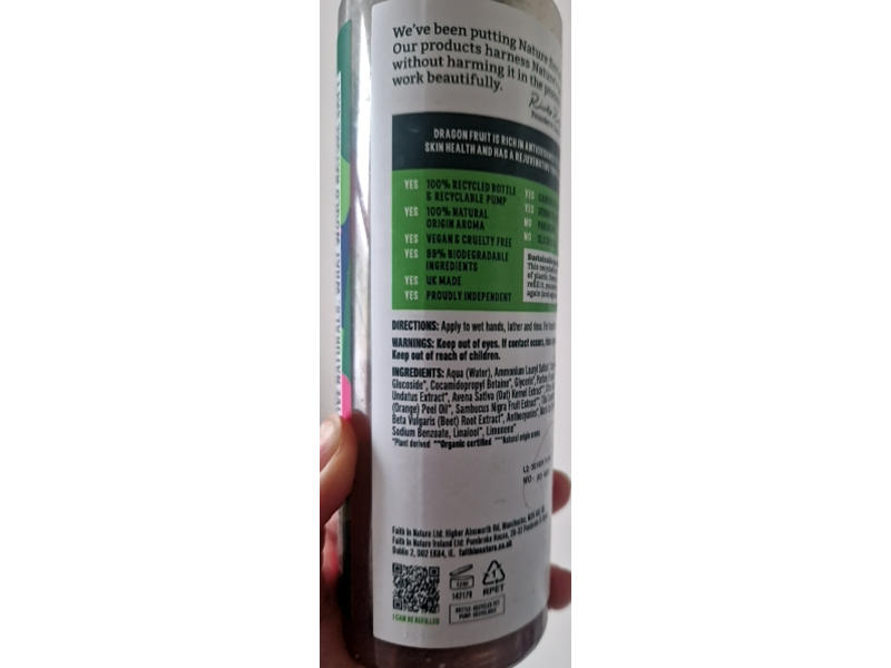 Faith In Nature Rejuvenating Hand Wash, Dragon Fruit, 13.5 fl oz/400 mL