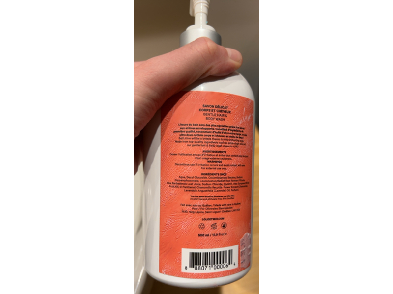 Lolo Et Moi Gentle Hair & Body Wash, Olive Oil, 16.9 fl oz/500 mL