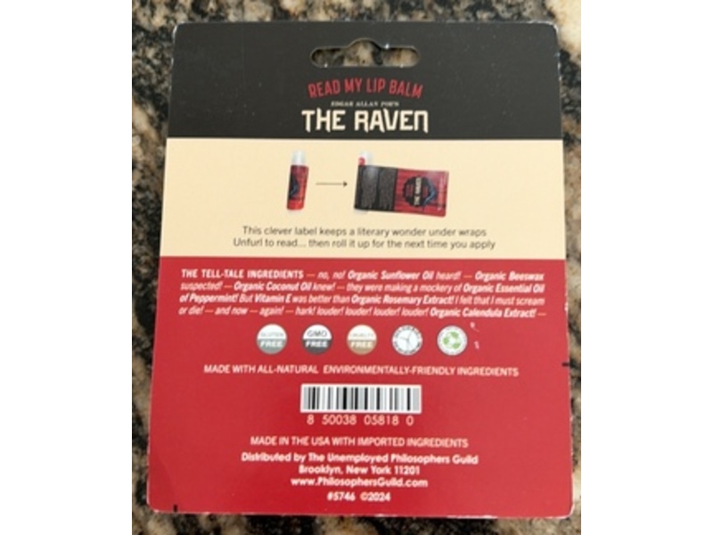 The Unemployed Philosophers Guild The Raven Read My Lip Balm, Chilling Peppermint, 0.15 oz/4.25 g