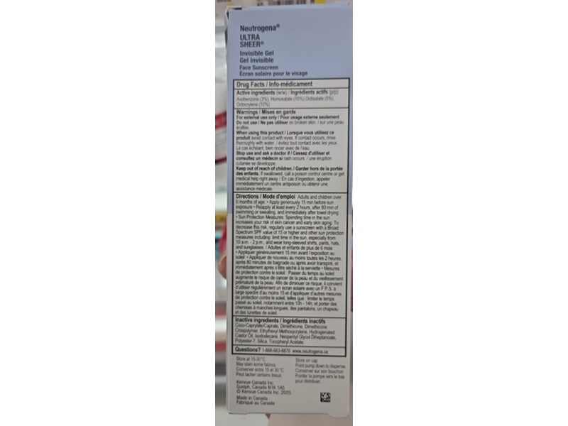 Neutrogena Ultra Sheer Invisible Gel Sunscreen, SPF 40, 50 mL