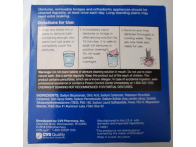 CVS Health Anti-Bacterial Denture Cleanser, 40 Count