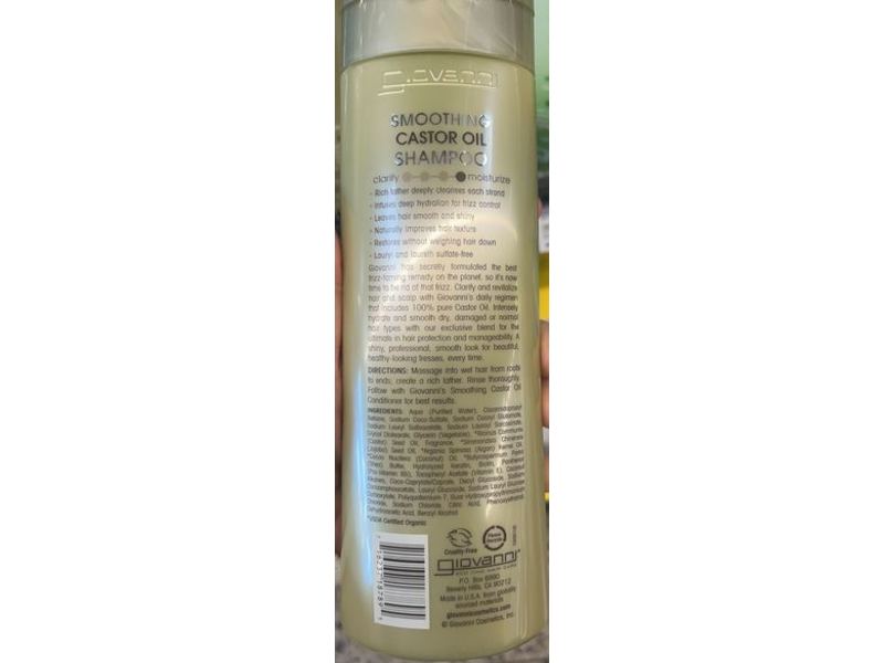 Giovanni Smoothing Castor Oil Shampoo, Color Safe, 13.5 fl oz/399 mL