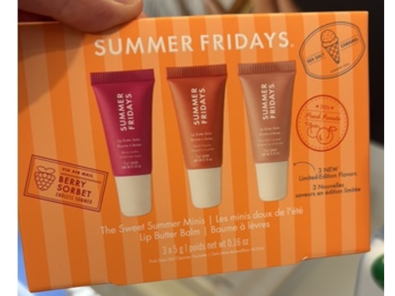 Summer Fridays The Sweet Summer Minis Lip Butter Balm Set, Berry Sorbet, Peach Granita & Sea Salt Caramel, 0.16 oz/5 g