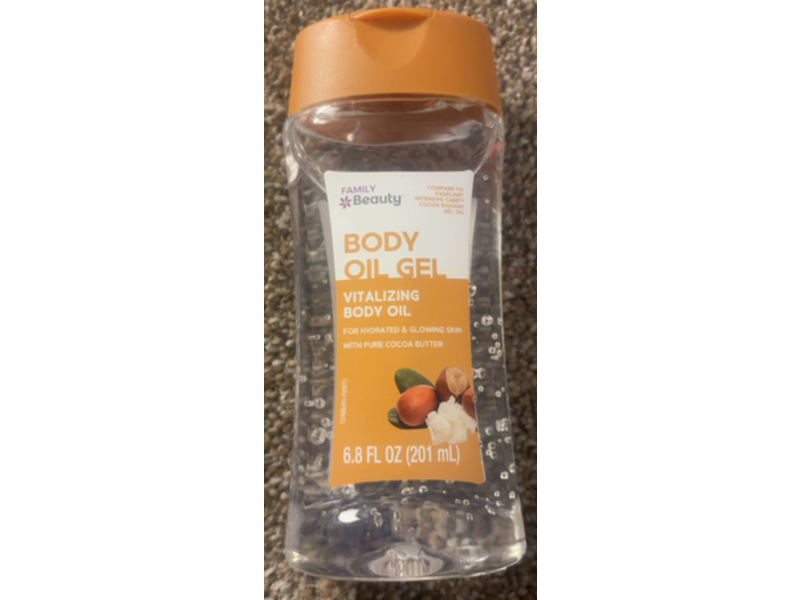 Family Beauty Vitalizing Body Oil Gel, Cocoa Butter, 6.8 fl oz/ 201 mL
