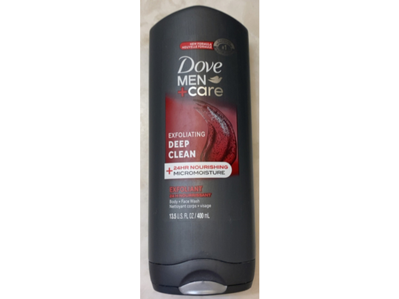 Dove Men + Care Exfoliating Deep Clean Body + Face Wash, 13.5 fl oz/400 mL