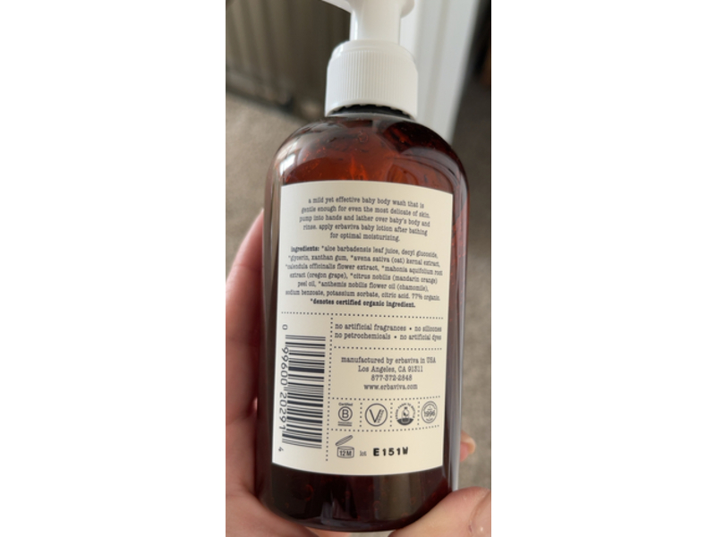 Erbaviva Baby Body Wash, Organic Mandarin & Chamomile, 8 fl oz/235 mL