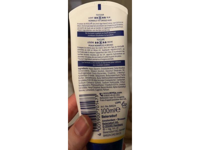 Nivea 3 In 1 Anti Age Hand Cream, Q10, 100 mL