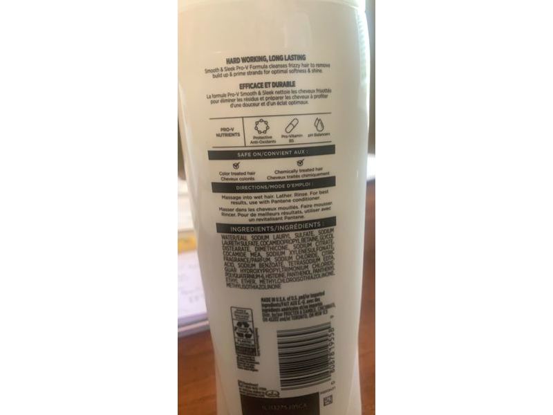 Pantene Smooth & Sleek Shampoo, 12 fl oz/355 mL