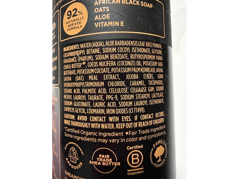 Shea Moisture Calm & Clearing Body Wash, African Black Soap, 18 fl oz/532 mL