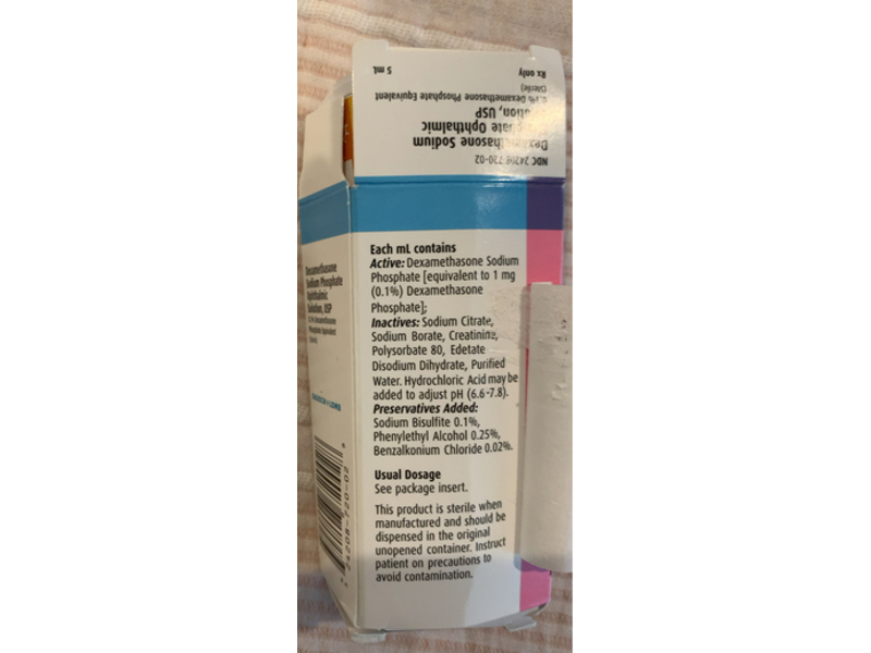 Dexamethasone Sodium Phosphate Ophthalmic Solution, USP 0.1%, 5 mL Bausch & Lomb (RX)