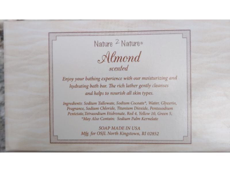 Nature 2 Nature Almond Scented Moisturizing & Hydrating Bath Soap, 5.5 oz/156 g