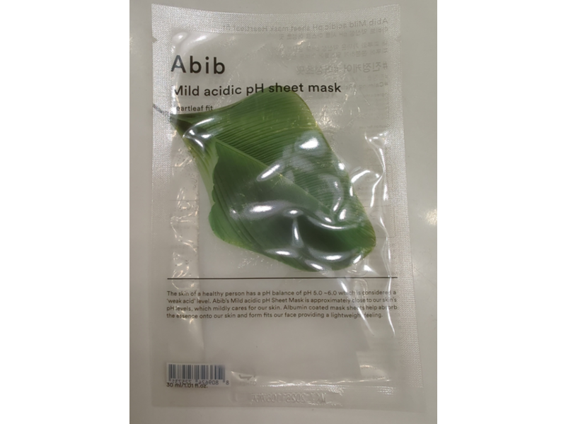 Abib Mild Acidic pH Sheet Mask, Heartleaf Fit, 1.01 fl oz/30 mL, 10 Count