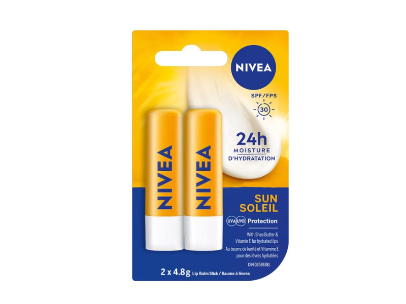 Nivea Caring Lip Balm Sticks, SPF 30, 4.8 g, Pack Of 2