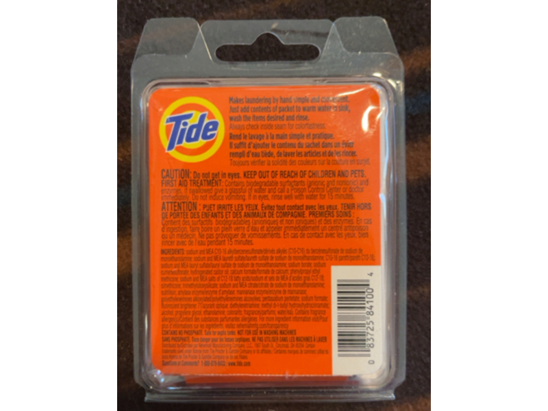Tide Liquid Detergent Travel Sink Packets, 0.45 fl oz/4.5 mL, 3 Count