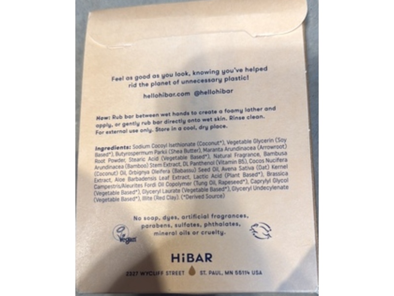 Hibar Exfoliate Solid Body Wash Bar, Sea Salt + Teakwood, 4.2 oz/119 g