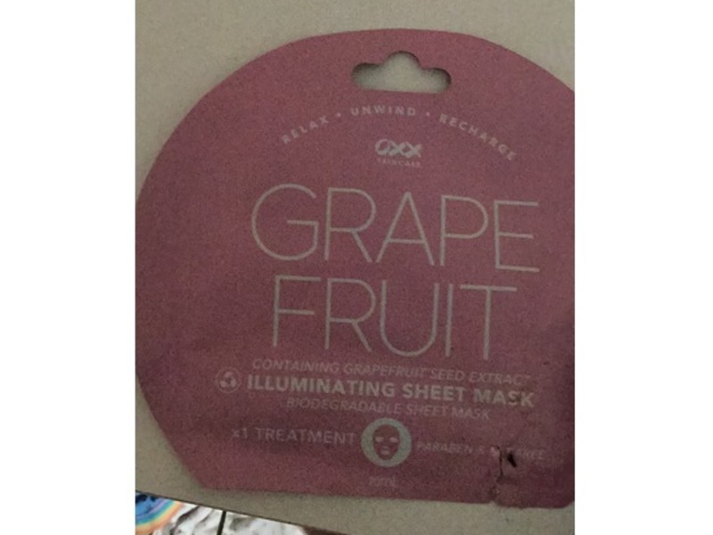 Oxx Skincare Illuminating Sheet Mask, Grape Fruit, 20 mL