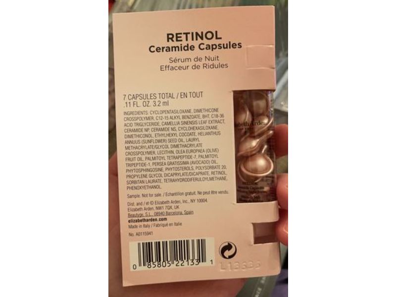 Elizabeth Arden Retinol Ceramide Capsules, Line Erasing Night Serum, 0.11 fl oz/3.2 mL, 7 Count