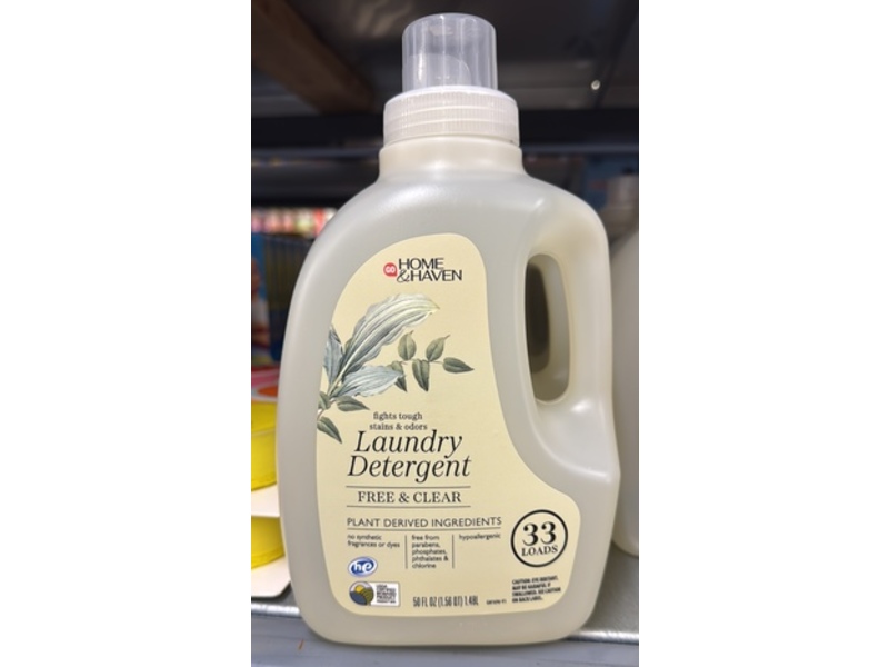 Home & Haven Laundry Detergent, Free & Clear, 33 Loads, 50 fl oz/1.48 L