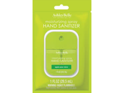 Ashley Belle Moisturizing Hand Sanitizer Spray, Apple Pear Clove, 1 fl oz/29.5 mL