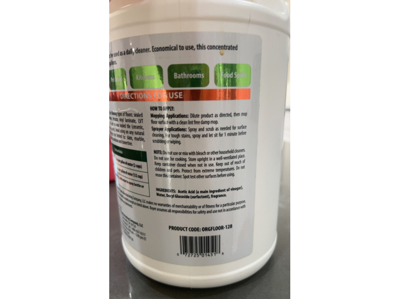 Harris Vinegar Powdered Hardware & Laminate Floor Cleaner, Orange Scent, 128 fl oz/3.78 L