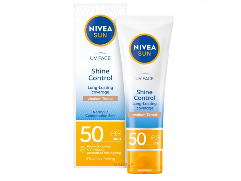 Nivea Sun UV Face Shine Control, Medium Tinted, SPF 50, 50 mL
