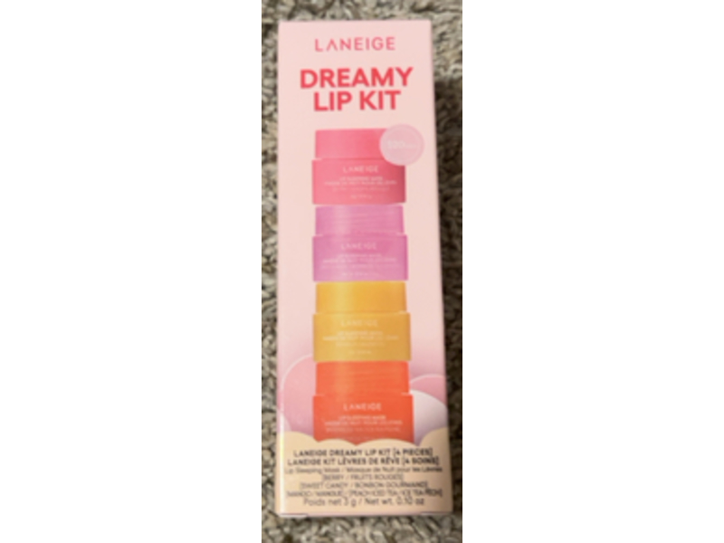 Laneige Dreamy Lip Kit, Berry, Sweet Candy, Mango & Peach Iced Tea, 0.10 oz/3 g, Pack Of 4