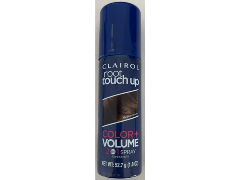 Clairol Root Touch-Up Color + Volume 2-In-1 Spray, Medium Brown, 1.8 oz/52.7 g