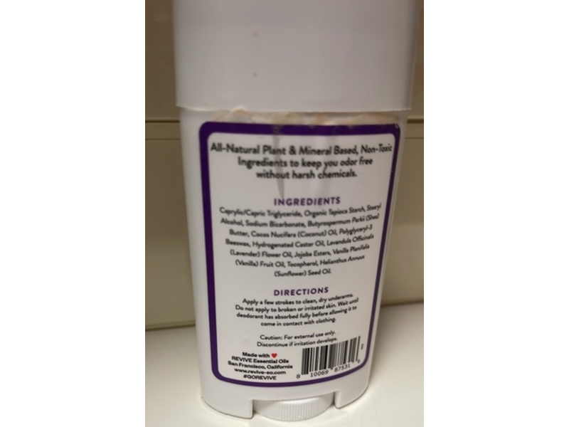 Revive Natural Deodorant, Lavender & Vanilla, 2.65 oz/75 g
