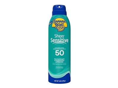 Banana Boat Sheer Sensitive Sunscreen Lotion Spray, SPF 50, 6 oz/170 g