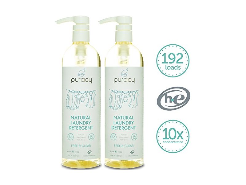 Puracy Natural Natural Laundry Detergent 10X, Free and Clear, 192 loads