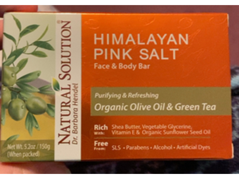 Natural Solution Himalayan Pink Salt face & Body Soap Bar, Olive Oil & Green Tea, 5.2 oz/150 g